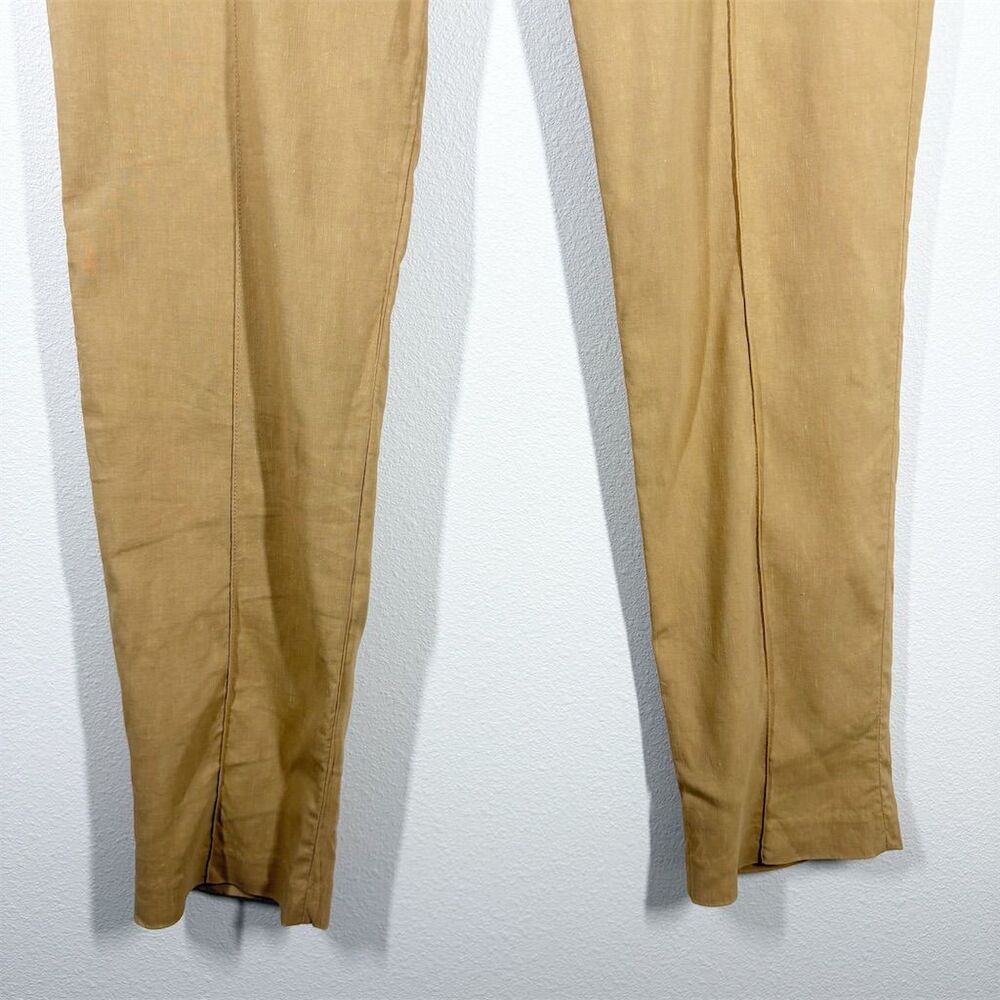 Veronica Beard Lago Stretch Linen Ankle Pant Sz 8 Camel Tan‎ Slim Leg High Rise - Picture 5 of 11